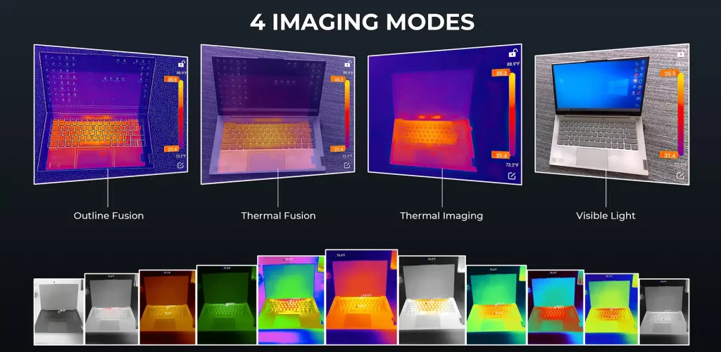 plusieurs couleurs détection fuite caméra thermique tc003